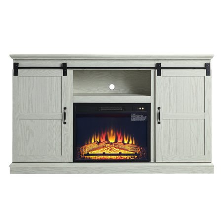 MANHATTAN COMFORT Myrtle 60" Fireplace with 2 Sliding Doors and Media Wire Management in Cream Oak FP2-CR